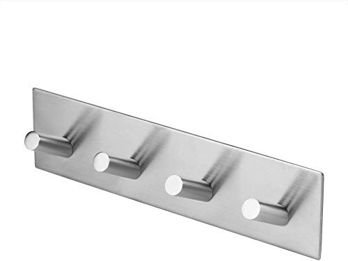 ASHATA 1pc Gancho Adhesivo de Acero Inoxidable, Montaje en Pared Baño, Cocina Toalla Colgador Gancho Adhesivo Fuerte(Cuatro ganchos)