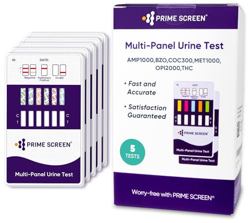 Prime Screen [5 Pack] 6 Panel Urine Drug Test Kit (THC-Marijuana, BZO-Benzos, MET-Meth, OPI, AMP, COC), WDOA-264