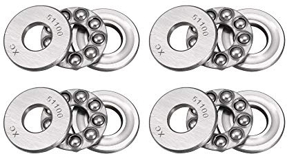 sourcing map 4 Stück Miniatur Axialkugellager 51100 10mm x 24mm x 9mm Chromstahl mit Unterlegscheibe