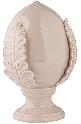 Baroni Home Pumo Pugliese Colorato, Pumo Decorativo in Porcellana Dipinta a Mano, Colore Panna, Misure 14X14X22 cm