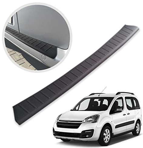 CHROMEMASTER | Ladekantenschutz Stoßstangenschutz | Kompatibel mit Citroen Berlingo 2007-2018; Kunststoff: Polyurethan, Matt-schwarz; Unsere Lackschutzleiste Sichert den Heckstoßfänger vor Kratzern