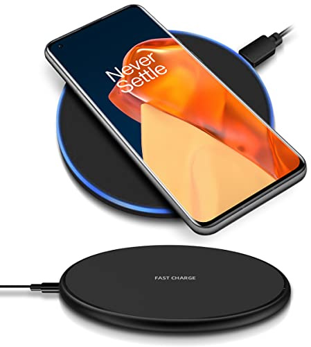 QI Wireless Ladestation kompatibel für OnePlus 9 Pro / 9 Kabellos Charger Induktives Universal Schnellladegerät, Farben:Schwarz