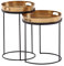 FineBuy Beistelltisch 2er Set Metall Hammerschlag Satztisch Rund, Couchtisch abnehmbares Tablett, Tabletttisch Sofa 2 teilig Modern, Runder Sofatisch