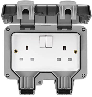 Youyijia Outdoor Socket 13Amp Waterproof Double Socket IP66 Plug Socket Box Weatherproof Switched Power Socket Wall Electrical Socket Box
