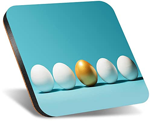 DV DESIGN 1 x Eco Square 12cm Coaster - Golden Egg Goose Teal Drink Cup Mug Glass Table Protection Mat #3315