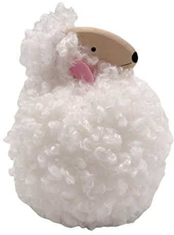 Knüllermarkt 33597 I Plüsch Schaf weiß ca. 13 cm Deko Fell | Frohe Ostern Frühling | Tischdeko Schrankdeko Innen Indoor Schäfchen rund