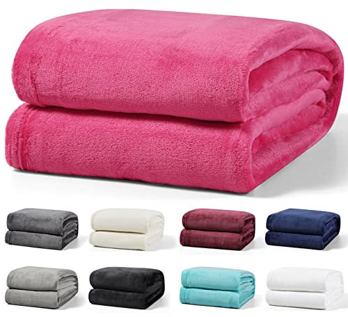 Leonado Vicenti Flauschige Kuscheldecke 150x200 cm Fleecedecke Wohnzimmerdecke Sofadecke Tagesdecke Flanell Uni Bettüberwurf, Rosa