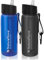 Naturenova Lot de 2 bouteilles filtrantes à eau avec paille intégrée en 4 étapes sans BPA pour camping, randonnée, urgence et voyage, noir/bleu, 650 ml