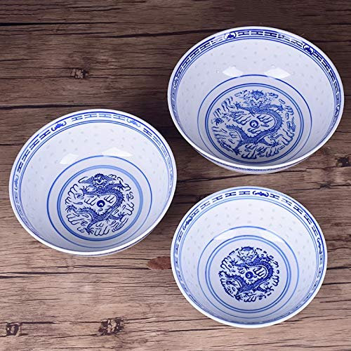 YAHU 4.5/5/6/7/8/9 Pouces Bleu et Blanc Porcelaine Ramen Bol Chinois Céramique Riz Bols Dragon Motif Vaisselle Vintage