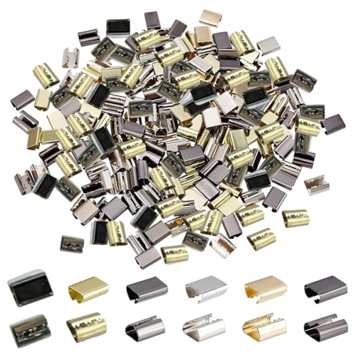 WADORN 180pcs 3 Colors Leather Rope Clip, 9mm 10mm Fold Over Cord Ends Cord Crimp Ribbon Caps End Tip Fasteners Crimping Cord String Ending Clasp Jewelry Connector for Necklace DIY Craft Making