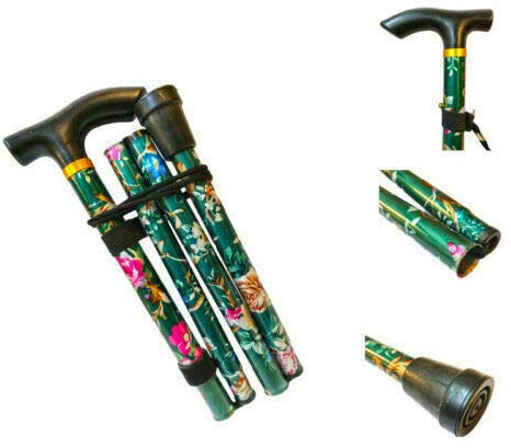 Mr. Gadget's Solutions Bastón de viaje plegable de aluminio y metal, fácil de ajustar, color verde