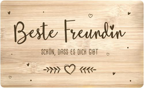 Tassenbrennerei Frühstücksbrettchen mit Spruch - Beste Freundin Schön, dass es Dich gibt - Echtholz Made in Germany - Geschenk für beste Freundin