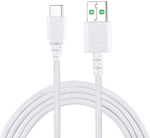 USB C to USB Data Charging Cable Compatible with Razer Viper V2 Pro/DeathAdder V3 Pro/Basilisk V3 Pro Wireless Gaming Mouse Adapter (White)