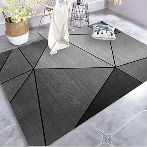 AU-SHTANG wohnungs deko Schwarzer Grauer Teppich, Yoga Matte, bequemer Couch Tisch, leicht zu saugen Teppichteppiche modern,Schwarz grau,200x300cm