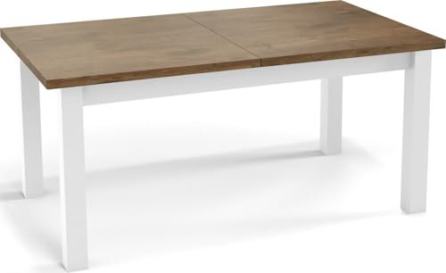 WFL GROUP Moderner Rechteckiger Ausziehbarer Esstisch - Platzsparend - Weiße Holzbeine - 120 bis 160 cm - Hergestellt in EU - 120 x 67 cm - Lefkas Eiche