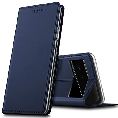 Verco Handyhülle für Google Pixel 6a, Premium Handy Flip Cover für Pixel 6a Hülle [integr. Magnet] Book Case PU Leder Tasche, Blau