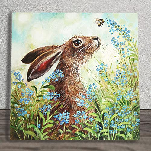 Forget Me Not Hare Ceramic Picture Tile Artwork By Judith Yates Hanging Wall Art Home Décor