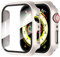Diruite 2 Piezas Funda para Apple Watch Series 9/8/7 41mm Protector Pantalla Cristal Templado Incorporado HD Protección Completa PC Dura Estuche Case,Starlight,41mm