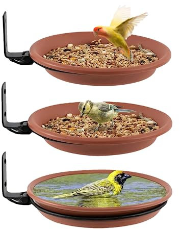 Vogeltränken Für Garten, xlwen 1 Set Vogeltränke, Wassertränke für Vögel für Gärten, Rasen, Außendekorationen, Balkongeländer.(Braun)