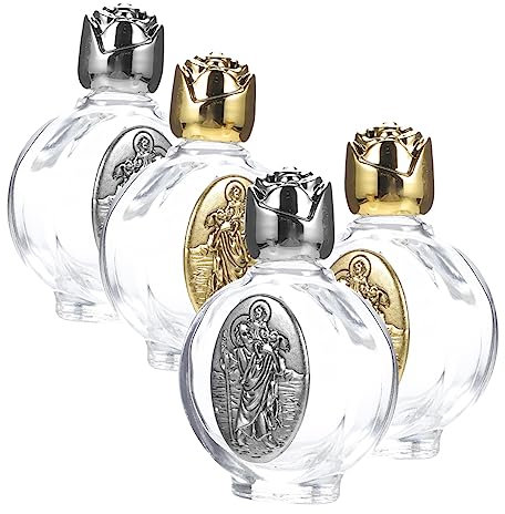 Beavorty 4pièces Bouteille Verre Église pour Eau Bénite Flacon Mini Délacé Vial De Verre pour Sacrements Et Décorations Religieuses