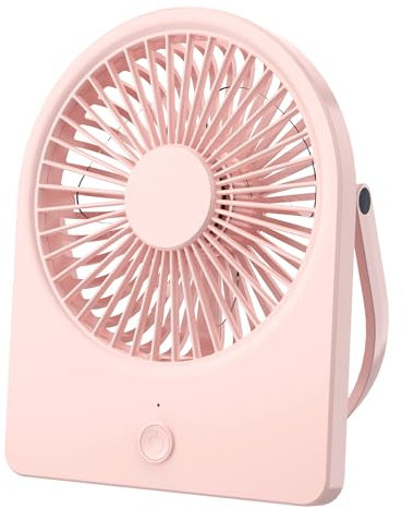 EasyAcc USB Desk Fan, 3.5 USB Fan [Strong Wind Ultra Quiet] Small Desk Fan 3 Speeds Adjustable Mini Fan, Portable USB-C Corded Powered Personal Fan for Home Office Bedroom,Light Pink