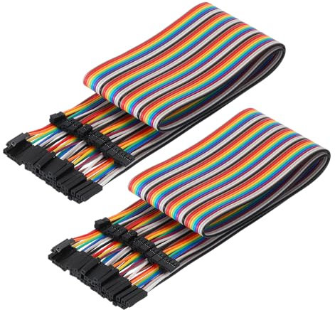 sourcing map 2.0MM(2P) Female to 2.54MM(1P) Female Breadboard Jumper Wire 2.54MM Pitch Ribbon Cable 50cm Long Electronics Breadboard Ribbon Cables for Breadboard Electronic Projects Pack of 2