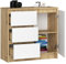 BDW - Kommode mit 3 Schubladen und 1 Tür - 80 cm breit, 77 cm hoch - Schrank, Sideboard, Mehrzweck-, Schuhschrank, Schubladenkommode, Aktenschrank - Wohn-, Schlafzimmer, Flur - Eiche Artisan/Weiss