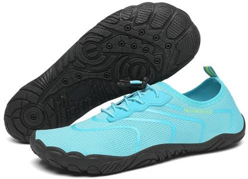 Mishansha Damen Badeschuhe Frauen Sommer Schwimmschuhe Schnell Trocknend Atmungsaktiv Aquaschuhe Unisex rutschfest Outdoor Strandschuhe für Wassersport, Hellblau 43 EU