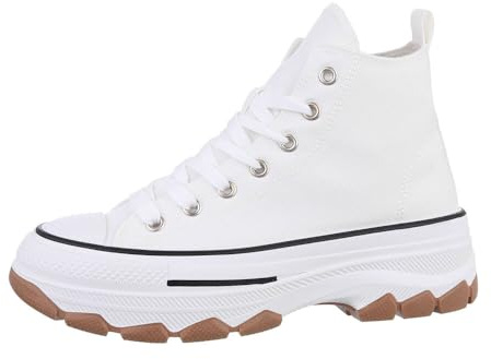 Ital Design Damen Mid-Top Sneaker mit Schnürung und Flacher Sohle, runde Spitze