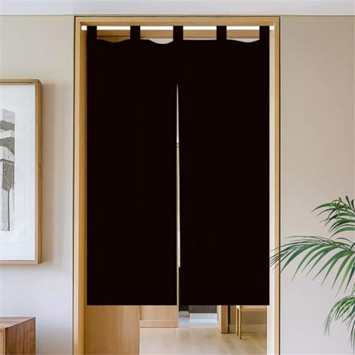 Surwin Japanese Noren Doorway Curtain Solid Color Cotton Linen Half-Door Curtain Window Treatment Tapestry for Kitchen Bistro Partition Shading Shops Home Restaurant (Black,70x120cm)