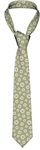 Oudrspo Herren-Krawatte, 60er-70er-Jahre, Retro-Stil, Gänseblümchen-Herrenkrawatte, Neuheit, schmale Krawatte für Business-Party, Hochzeitsanzug