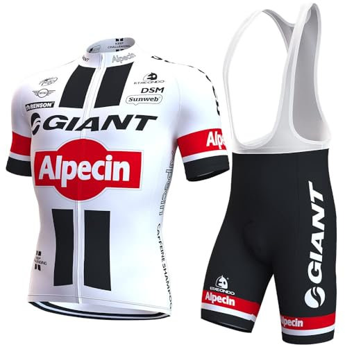 Generic Herren Radtrikot kurzärmliges Set Radbekleidung Pro RennradJersey und Radhose mit 19D Gepolstert (White-1, XL)
