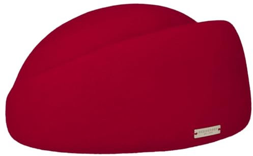 Seeberger Pillbox Wollfilz Mütze Damen, Rot/Ausflug, einfarbig (Getaway Solids), 6 7/8/7 1/8