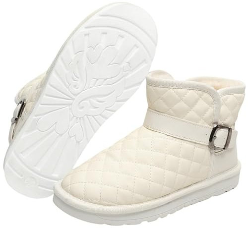 Winterstiefel Damen Schneestiefel Damen Wasserdicht Winterstiefel Warm Gefütterte Winterschuhe Damen Winterstiefel Bequem Rutschfeste Stiefeletten Kurzschaft Stiefel Boots Schuhe Damen (Beige 39EU)