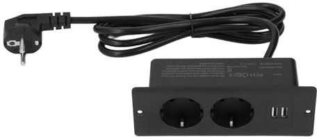 Toma de Corriente Integrada en el Escritorio, Concentrador de Alimentación, Enchufe Oculto Empotrado para Escritorio, 2 Puertos USB, 2 Puertos CA 230-265V 10A con Cable de 1,5 M,