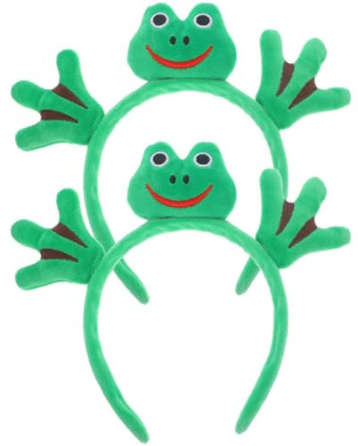 VICASKY Frosch-Stirnband 2 Stück Plüsch-Frosch-Kopfbedeckung Tierohren Und Hörner Haarband Make-Up-Haar Süßer Haarreifen Halloween Weihnachten Festival Mottoparty Kostüm