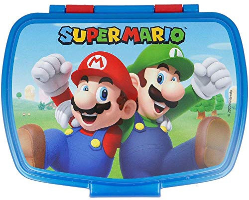 CARTOON Portamerenda in plastica riutilizzabile, portapranzo, contenitore per il pranzo scuola tempo libero (Super Mario)