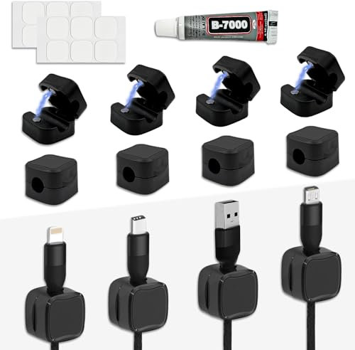 12PCS Cable Tidy Cable Holder Clips Magnetic Cable Clips Cable Management Clips Cables Organiser Car Desk Cables Tidy for USB HDMI Wall PC Nightstand Car Office Home