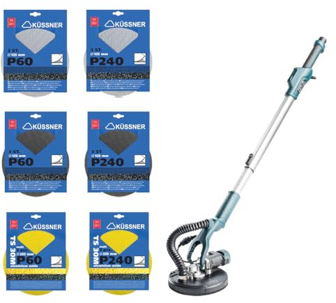 Set: smerigliatrice giraffa da 650 W e 18 pezzi di rete abrasiva mix, SOFT, multi diametro 225 mm 60,240