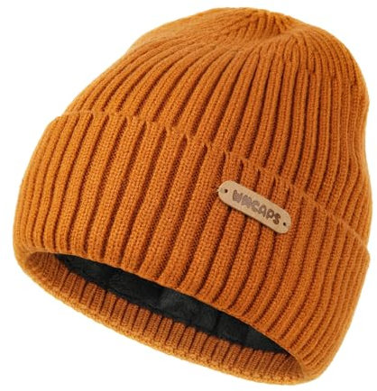 Wmcaps Kinder Wintermütze, Mütze mit Warmem Fleecefutter, Bequeme Strickmütze Wollmütze für Kinder im Alter von 6-12 Jahren, Warmes Geschenke für Kleine Jungen und Mädchen, Ingwer