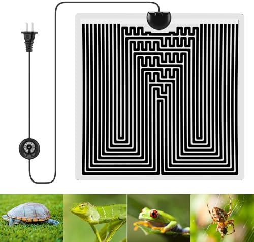 Konesky Terrarium Heizmatte, Heizmatte mit 10 Ebenen Temperaturregelung, 28W Verstellbares Heizkissen für Reptilien,Sicherheit Aquarium Schildkröte Wärmematte für Schlangen Spinnen Raupen Eidechsen