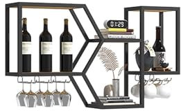 Weinregal, Wandmontage, Metall-Bar-Einheit, schwebende Regale, Glasregal, unregelmäßige Formen, funktionales Weindisplay für Zuhause, Bar, Küche