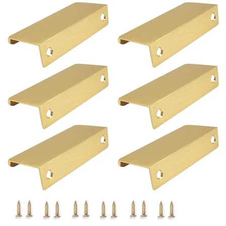 Versteckter Schubladengriffe gold Schrankgriffe Küchengriffe Türgriff Unsichtbare Möbelgriffe, Aluminiumlegierung Garderobengriffe mit Schrauben 6 Stück(400mm/15.7inch)