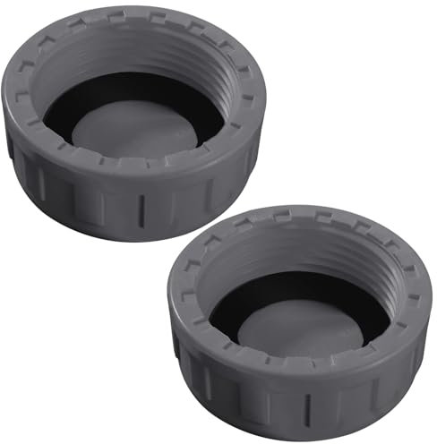 Lyeteung 2 Pezzi G1-1/4 Tappi Tubi in PVC Rotondi Filettatura Femmina, Tappo Filettato in PVC, Tappo di Chiusura Lavatrice, con Rondella in Gomma, per Sigillare Giunti Estremità dei Tubi, Grigio