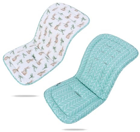 LAT Materassino per Passeggino Universale, Copriseduta Passeggino Universale, Reversibile, Morbido e Traspirante Coprisedile per Passeggini, Seggiolini Auto, Culle e Seggioloni (Coniglio con Papillon)
