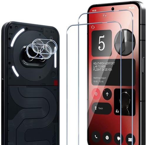 ELYCO Cristal Templado para Nothing Phone 2A/2A Plus/2A+, 2 Piezas Protector de Pantalla + 2 Pcs Protector de Lente Cámara, 9H Dureza Anti-Rasguños Protector Pantalla, Sin Burbujas HD Vidrio Templado