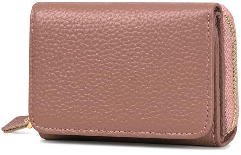 RRANCharltu Porte Monnaie Femme, Portefeuille Femme Cuir Blocage RFID Petit Portefeuilles et Porte-Cartes avec Fermeture éclair Poche à Monnaie, Rose Foncé
