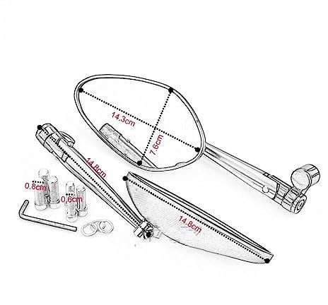 Motorrad Rückspiegel Für Husq&varna Für VITPILEN 250 401 701 2013-2021 Blaues Glas Motorrad CNC Aluminium Lenker Rückansicht Seitenspiegel Zubehör(Schwarz)