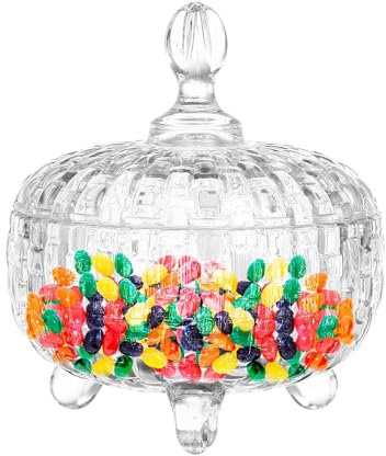 eKsdf Vintage Bonbonglas mit Deckel und 3 Fuß, Zuckerdose Bonbonschale Glas Dose Süßigkeiten Buffet Vorratsgläser Süßigkeiten Box Bonbonschalen für Hochzeit, Küchen Deko, Lebensmittel, Buffet (Kleine)