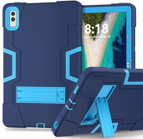 Custodia protettiva compatibile con Lenovo Tab M10 5G TB-360 zu 10.6 (2023), custodia in silicone per tablet con cavalletto, resistente, antiurto, robusta copertura protettiva (blu navy + blu)